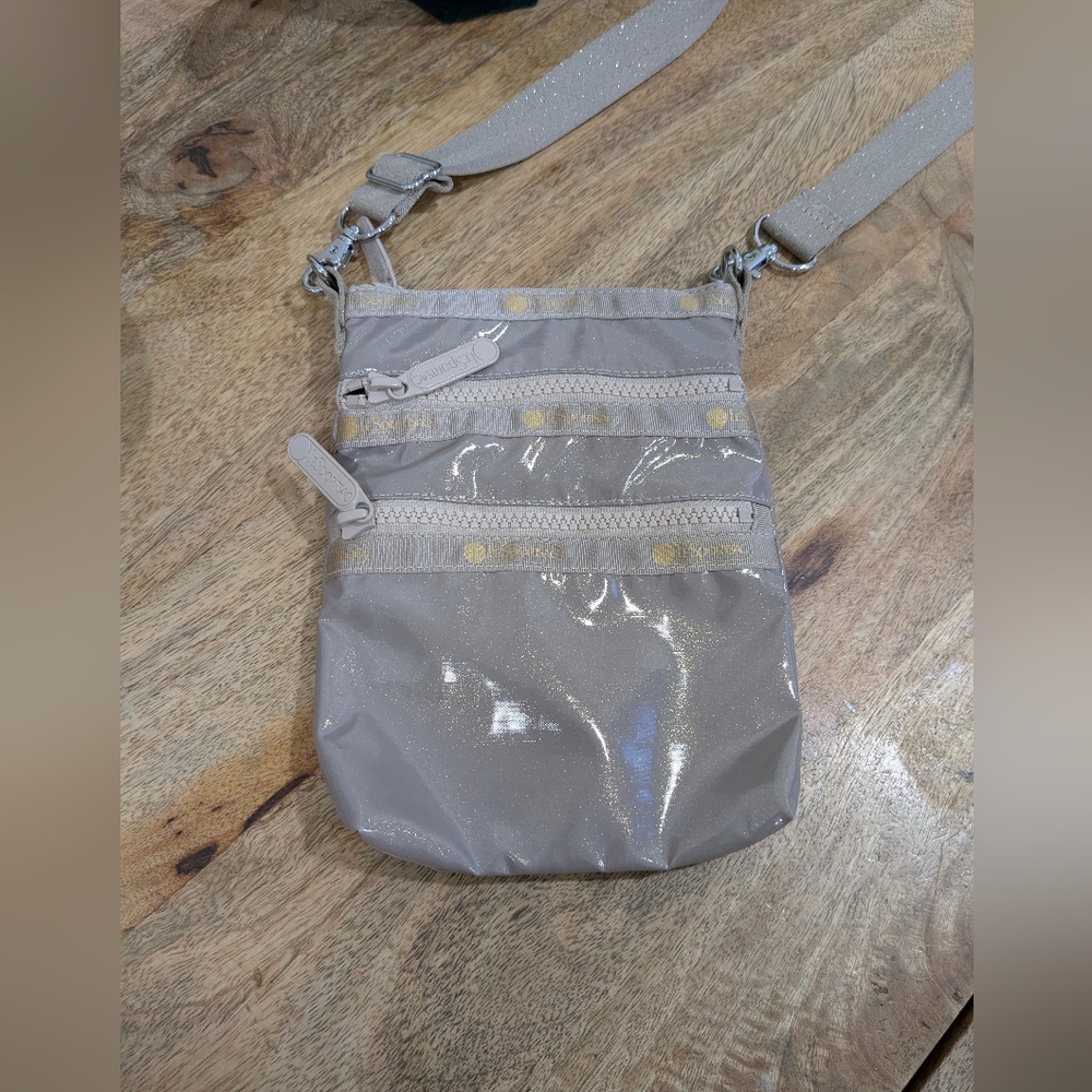 LESPORTSAC Shimmering Beige Crossbody Bag
